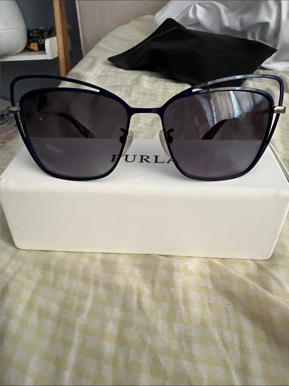 Furla Dark Blue Frame with Gray Lenses Women's Sunglasses
